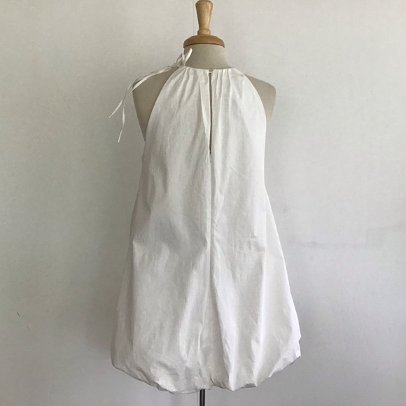 CINQ À SEPT Lined Cotton BLend White 
Alia Halter Neck Bubble Hem Minidress 8 - Picture 4 of 8
